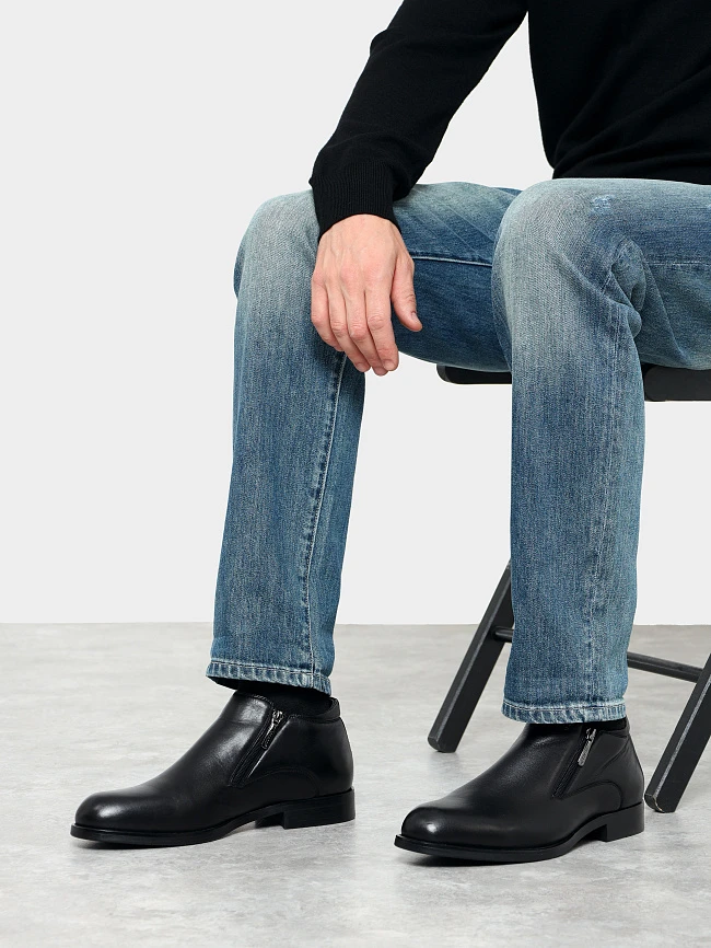 Ботинки мужские демисезонные, цвет черный, натуральная кожа M1023028 | 10