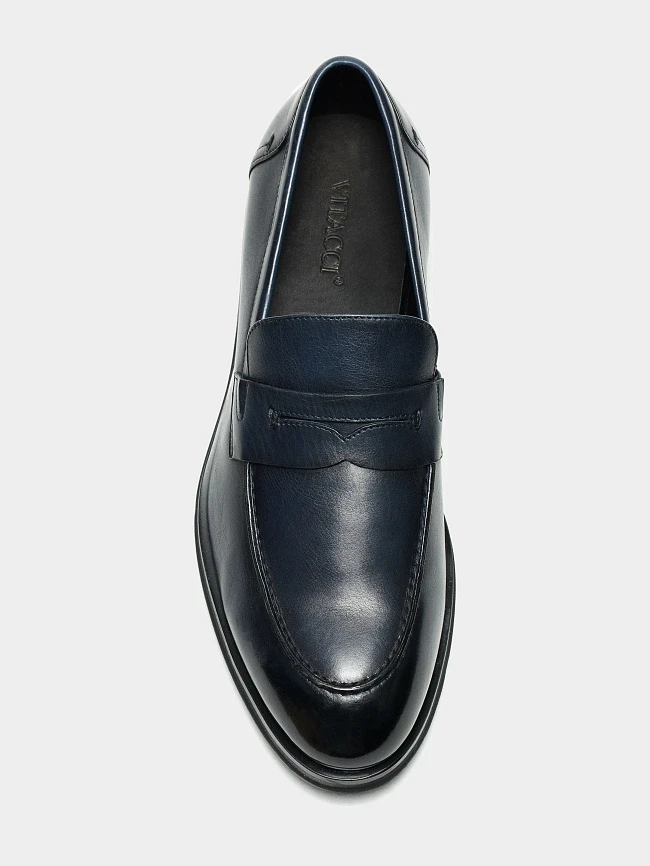 Лоферы мужские всесезонные, цвет синий, натуральная кожа M1023148 | 4