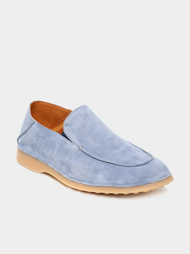 Лоферы мужские демисезон; лето;, цвет голубой, натуральный велюр M262294 | 4