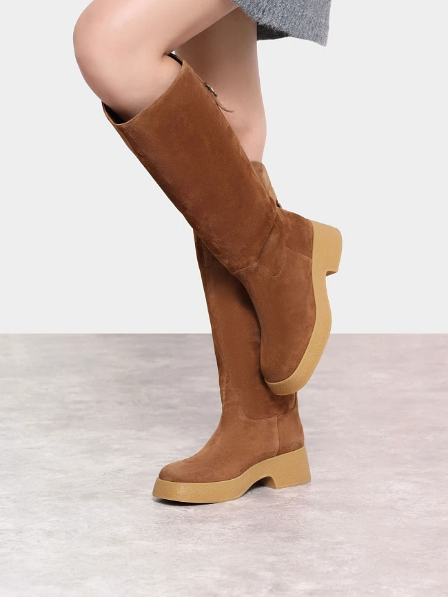 Сапоги женские демисезонные, цвет песочный, натуральный велюр 1730195 | 9
