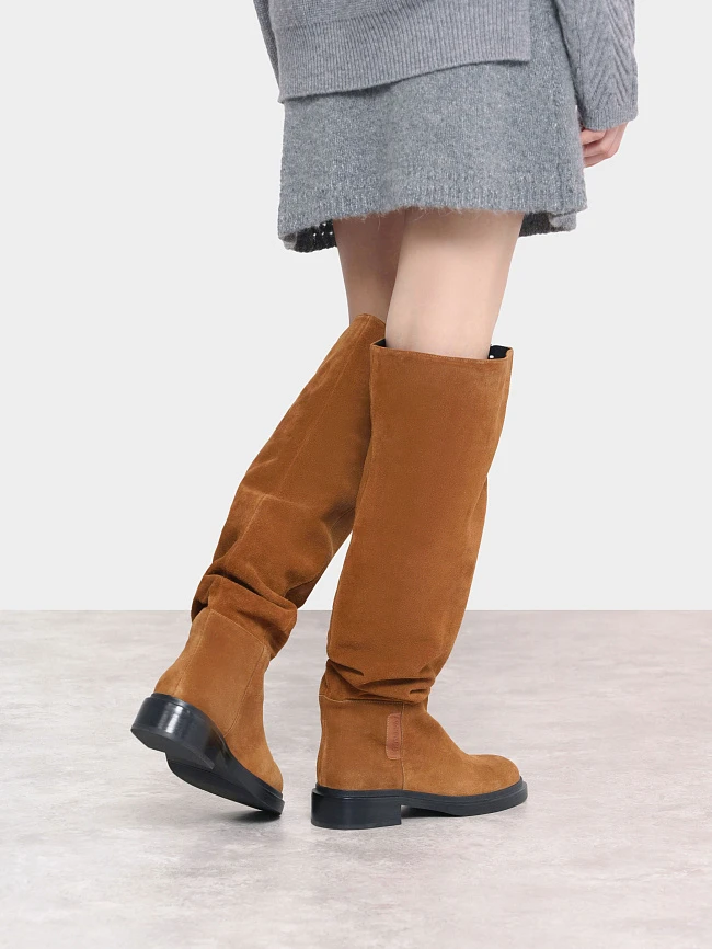 Ботфорты женские демисезонные, цвет коричневый, натуральный спилок 1820419 | 9