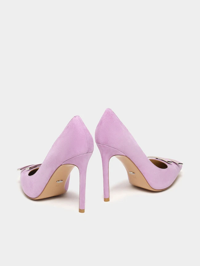 Туфли женские всесезонные, цвет сиреневый, натуральный велюр 495748-1 | 4
