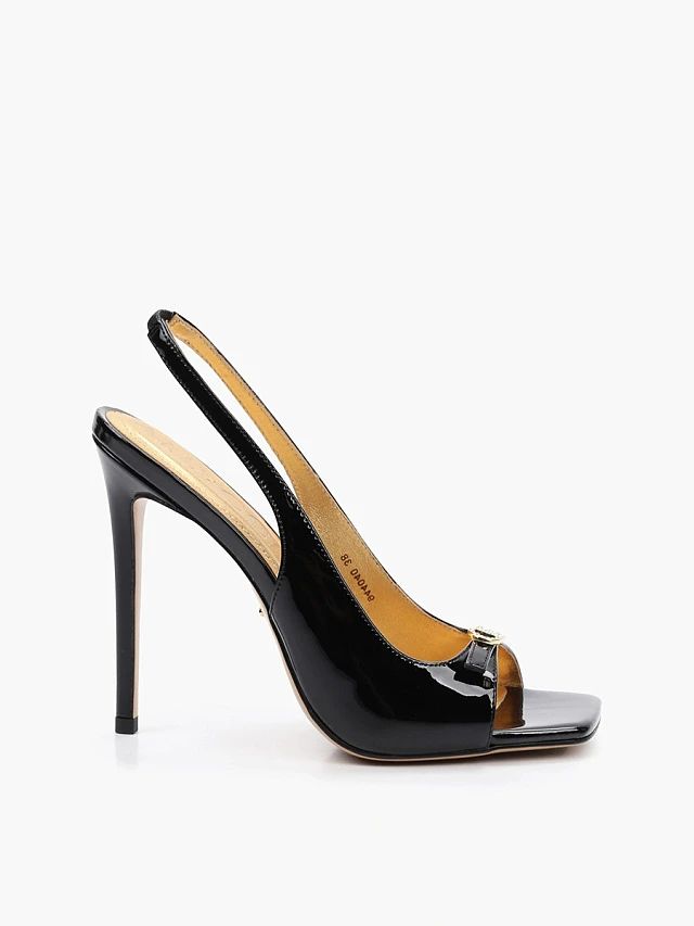 Босоножки женские летние, цвет черный, натуральная лаковая кожа 944040 | 1