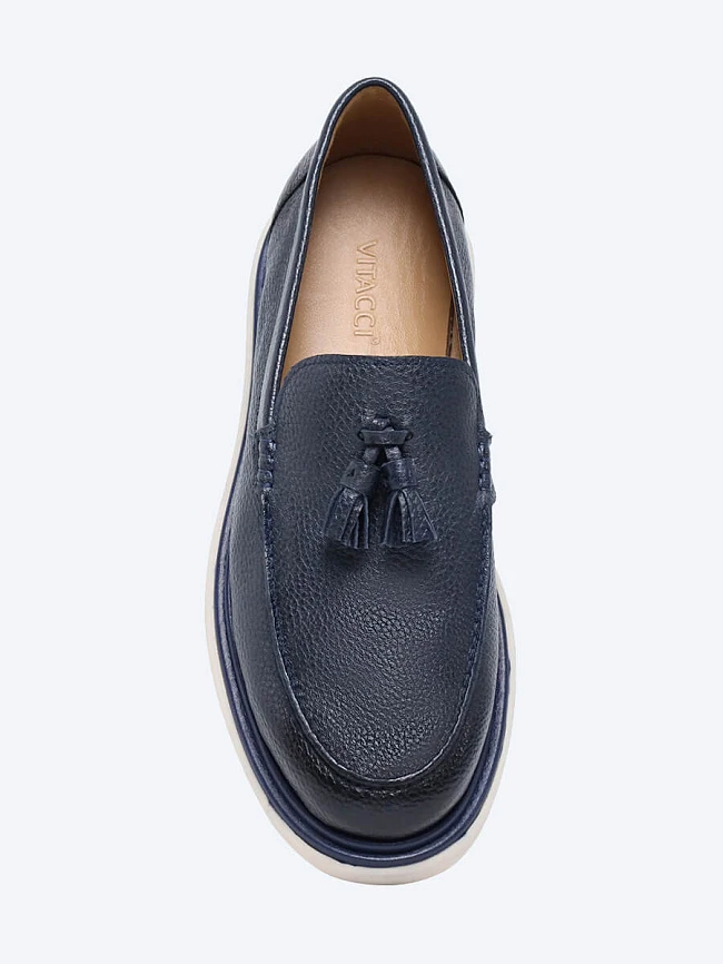 Лоферы мужские всесезонные, цвет синий, натуральная кожа M253661 | 4