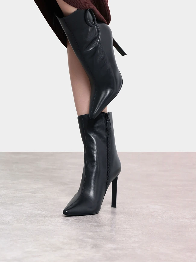 Полусапоги женские демисезонные, цвет черный, натуральная кожа 1492343P | 9