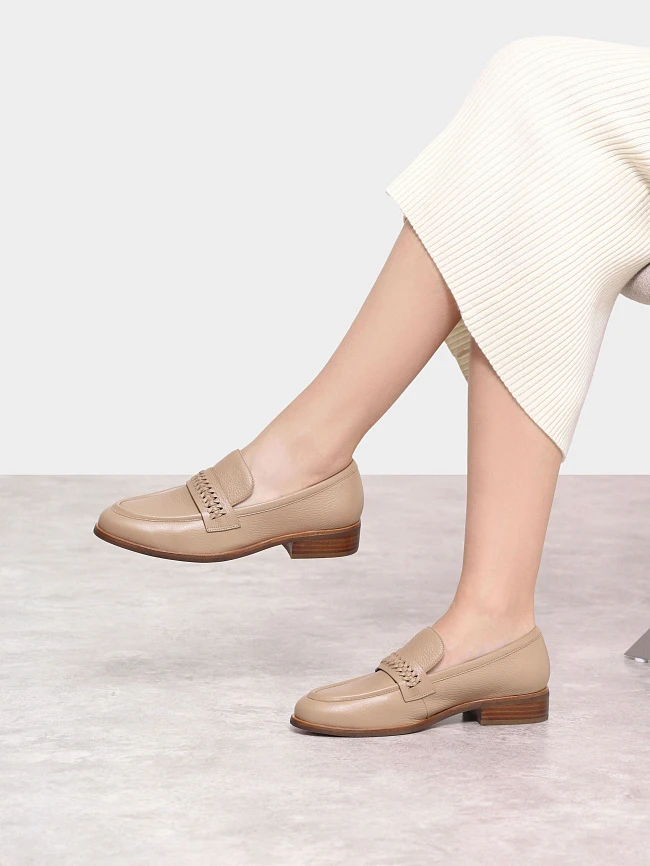 Лоферы женские всесезонные, цвет бежевый, натуральная кожа 1820617 | 11
