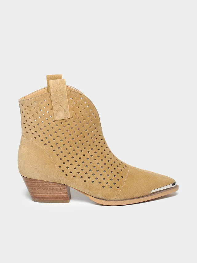 Ботильоны женские летние, цвет рыжий, натуральный спилок 1849874P | 1