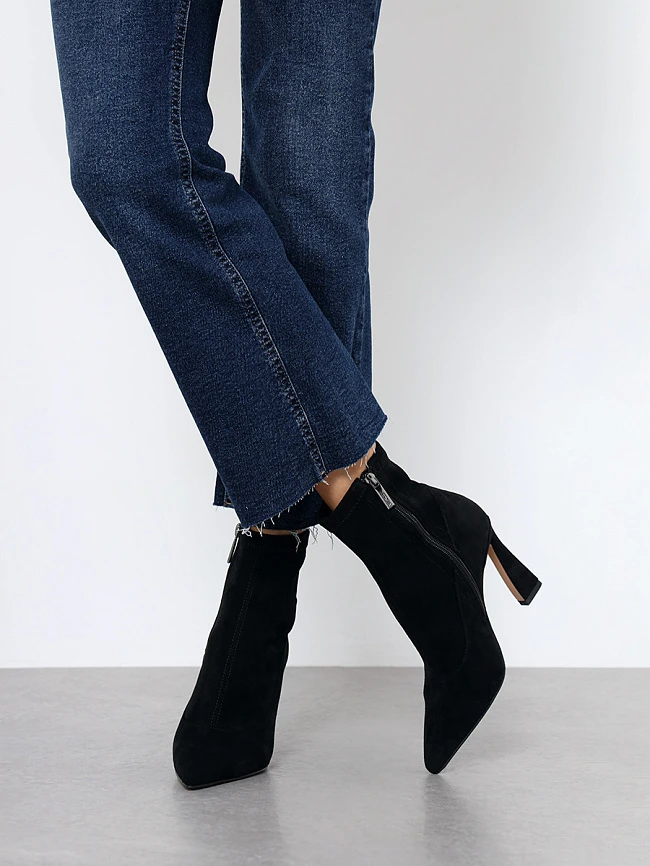 Полусапоги женские демисезонные, цвет черный, искусственный велюр 1396531P | 7