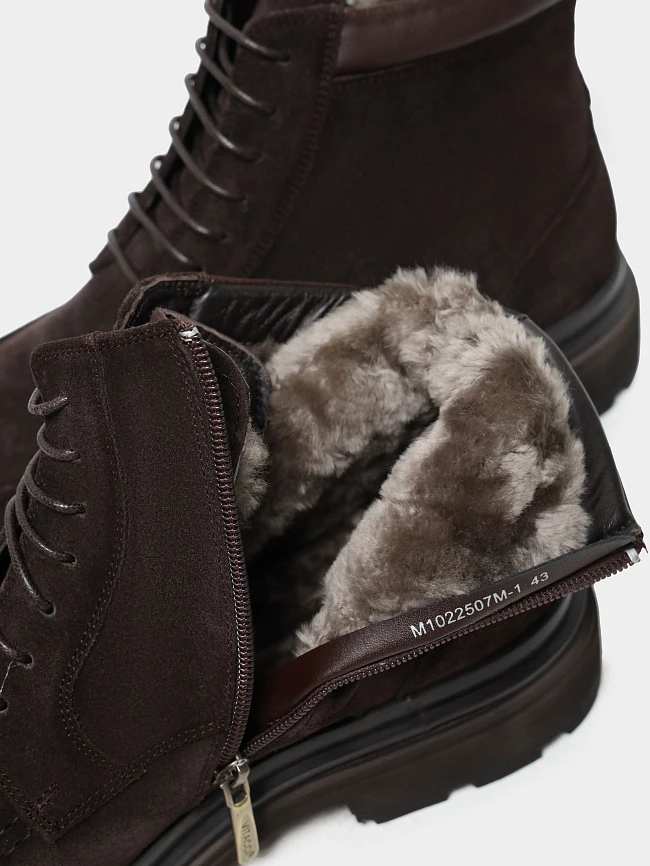 Ботинки мужские зимние, цвет коричневый, натуральный спилок M1022507M-1 | 6