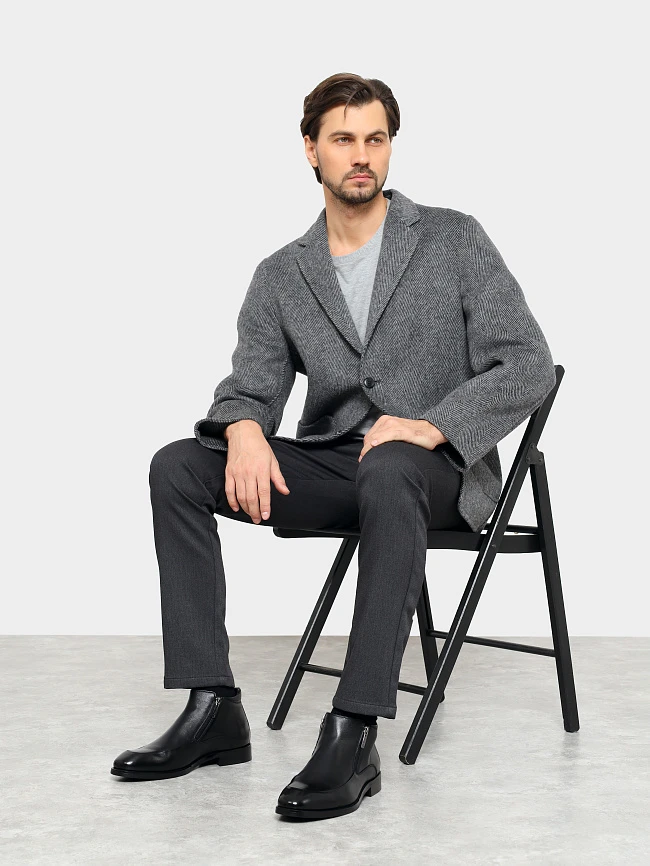 Ботинки мужские демисезонные, цвет черный, натуральная кожа M1023001 | 11