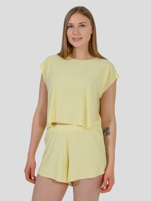 TR9458-27 Пижама (футболка+шорты) женская желтый+62% полиэстер, 33% вискоза, 5% эластан