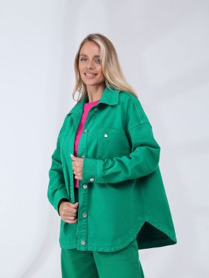 EF004-06-2 Куртка женская зеленый+98% хлопок, 2% лайкра