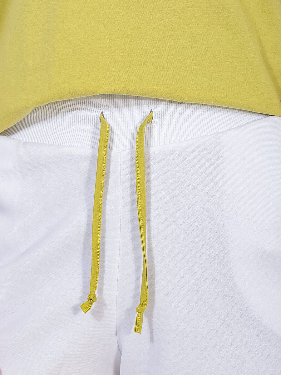 TEset01-19 Костюм спортивный (футболка+шорты) женский салатовый+100% хлопок/80% хлопок,20% полиэстер