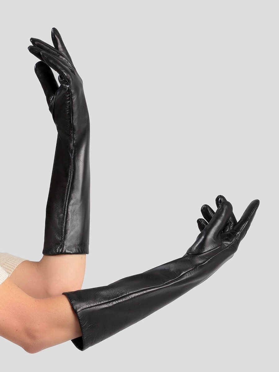 GL22017-01 Перчатки женский черный+натуральная кожа