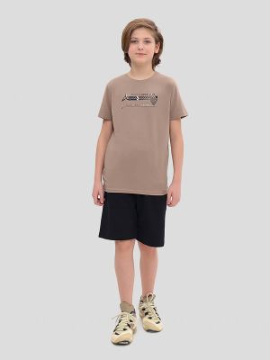 TO10944-08 Комплект спортивный (футболка+шорты) для мальчиков бежевый+94% х/б, 6% эластан