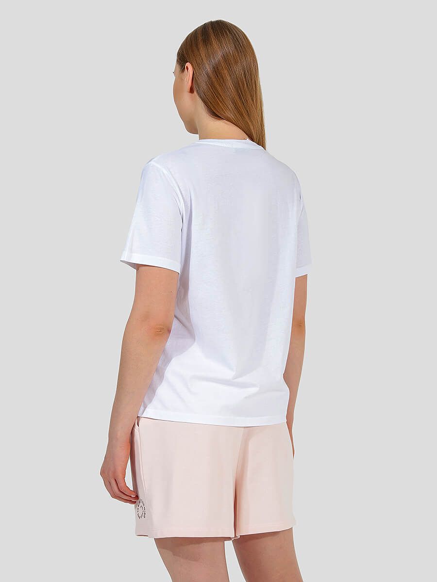 TEset03-22 Костюм спортивный (футболка+шорты) женский пудровый+100% хлопок/80% хлопок,20% полиэстер