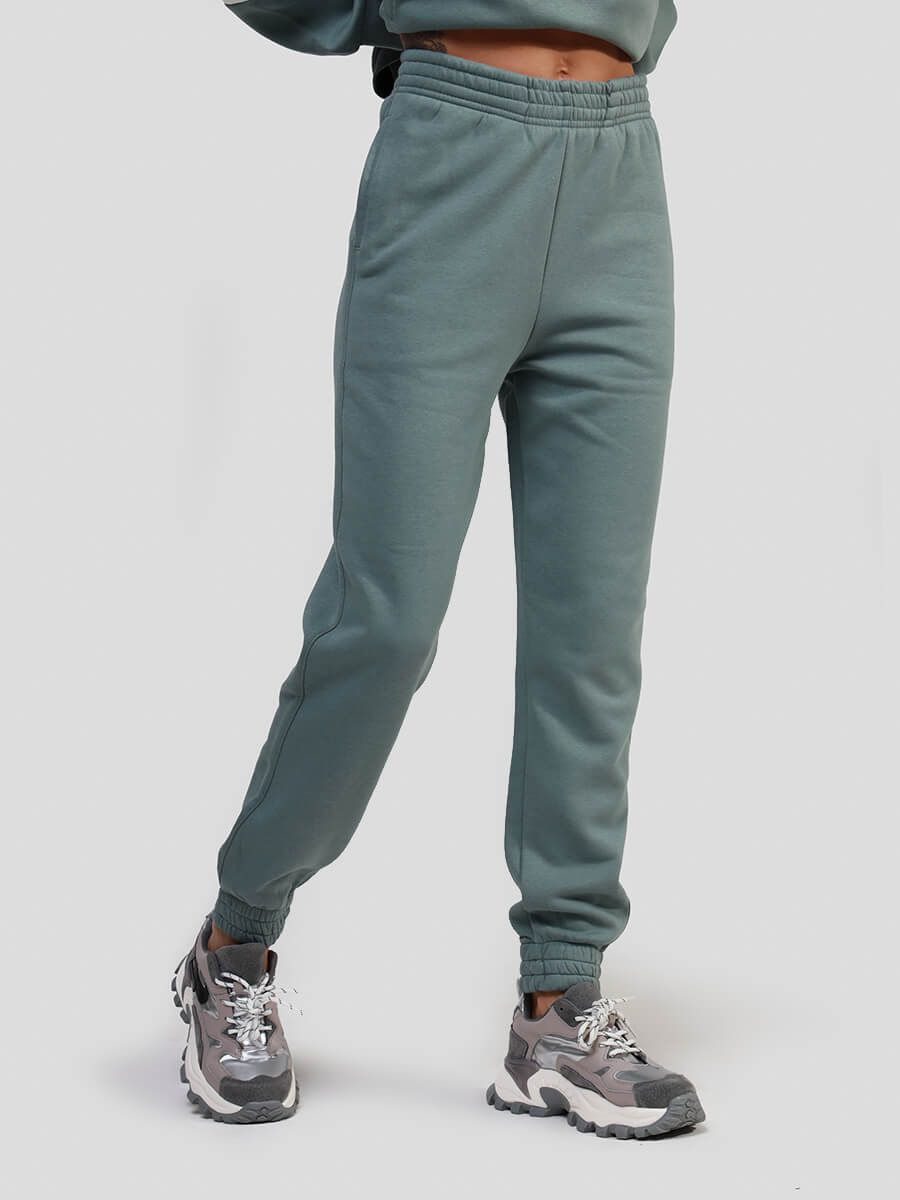 SP634901-06 Костюм спортивный (толстовка с капюшоном+брюки) женский зеленый+80% хлопок,20% полиэстер