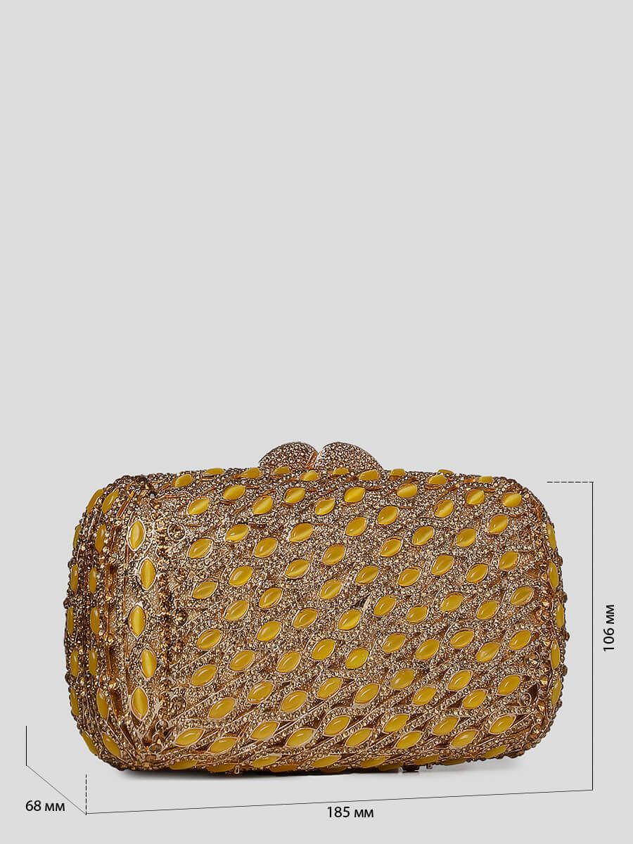 C0929-27 Клатч женский желтый+текстиль/стразы