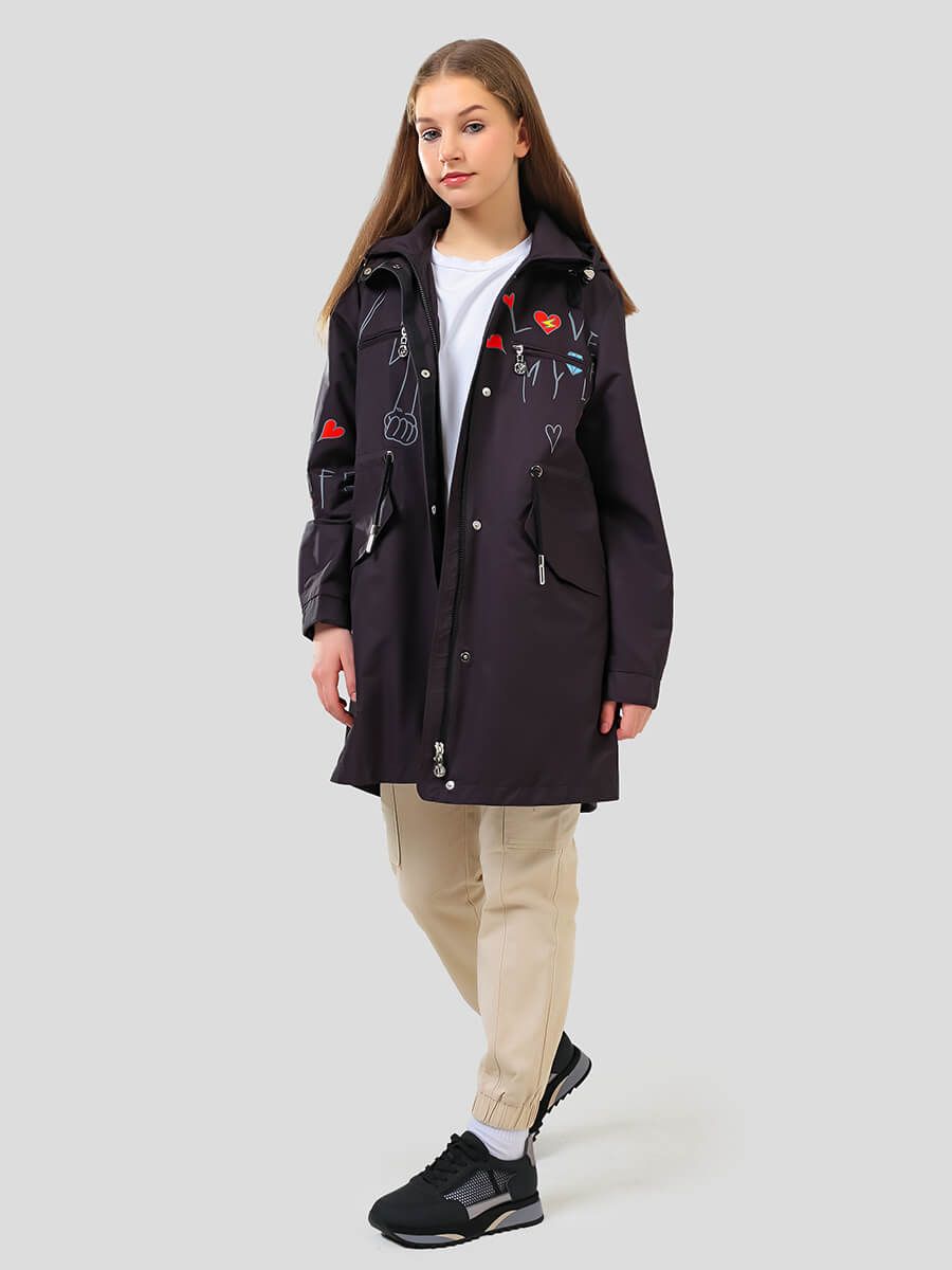 JAC219-01 Куртка для девочек черный+100% полиэстер