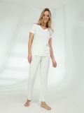 TR2346-02 Пижама (футболка+брюки) женская белый+94% вискоза, 6% эластан