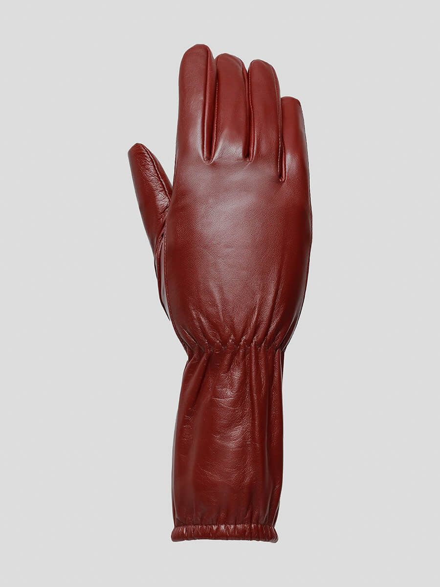 GL22015-11 Перчатки женский бордовый+натуральная кожа