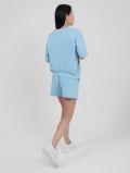SP0422-10 Костюм спортивный (футболка+шорты) женский голубой+95% хлопок, 5% эластан
