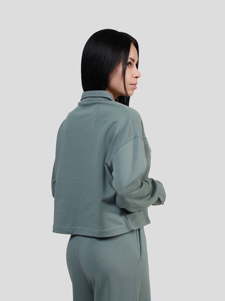 SP7671-06 Рубашка (блузон) трикотажная женский зеленый+80% хлопок, 20% полиэстер