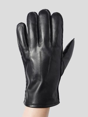 GL23014-01 Перчатки мужской черный+натуральная кожа