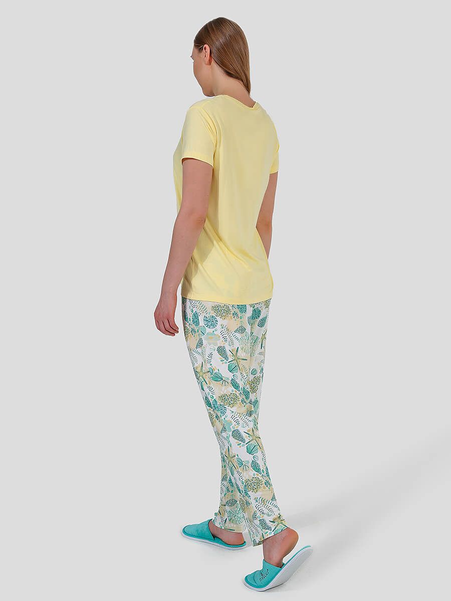 TR520-27 Пижама (футболка+брюки) женская желтый+94% вискоза, 6% эластан