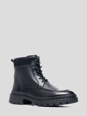 M1781542 Ботинки мужской черный+натуральная кожа/натуральный велюр