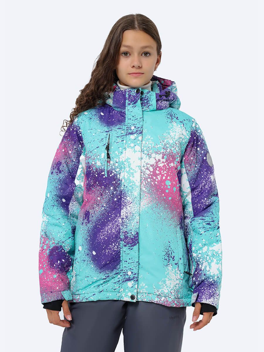 SE23001-10 Костюм детский (куртка+комбинезон) для девочек голубой+100% полиэстер