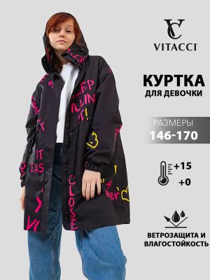 JAC628-01 Куртка для девочек черный+100% полиэстер