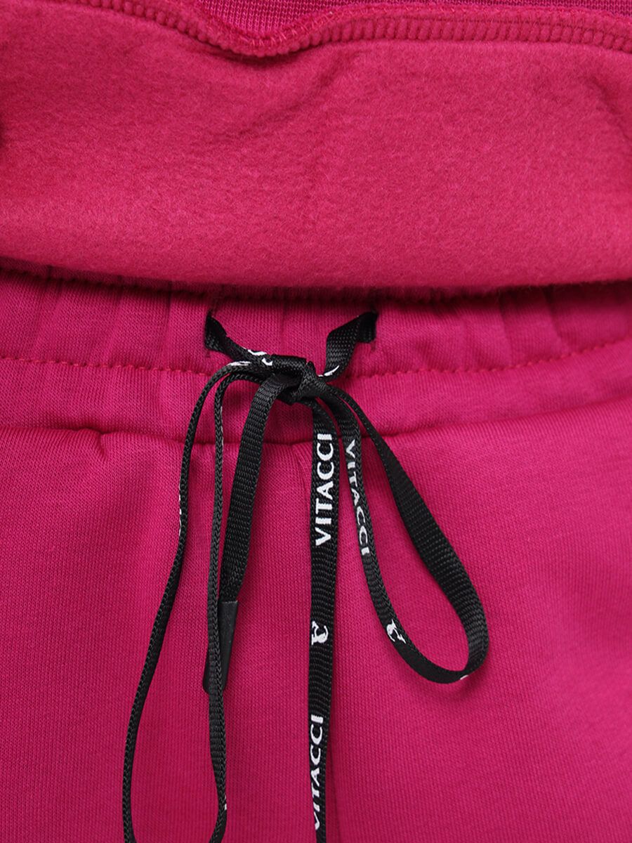 EF8510-15 Комплект (джемпер с капюшоном+брюки+жилет) женский фуксия+70% хлопок, 30% полиэстер