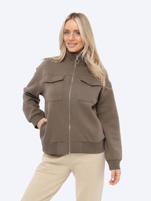 TE8060-04 Куртка спортивная женский коричневый+80% хлопок, 20% полиэстер