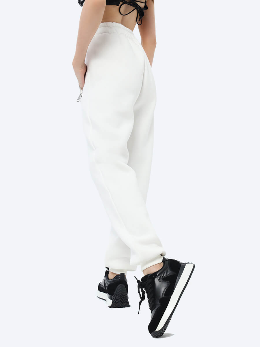 EF8501-02 Комплект (джемпер с капюшоном+брюки) женский белый+70% хлопок, 30% полиэстер