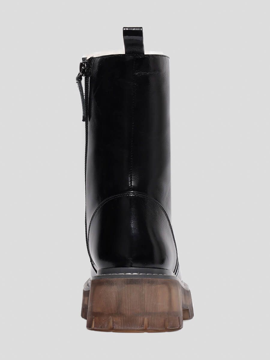 495574M Ботинки женский черный+натуральный наплак