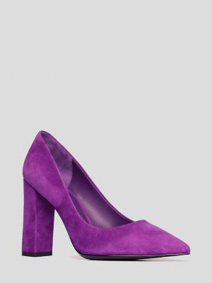 494535 Туфли женский фиолетовый+натуральный велюр
