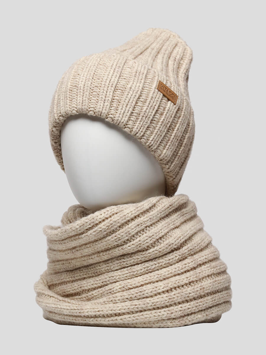 FG0004-08P Комплект (шапка, шарф) женский бежевый+50% акрил, 30% шерсть, 20% альпака