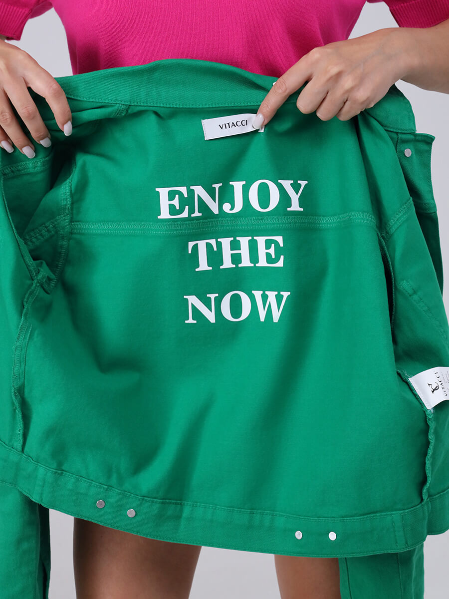 EF004-06-1 Куртка женская зеленый+98% хлопок, 2% лайкра