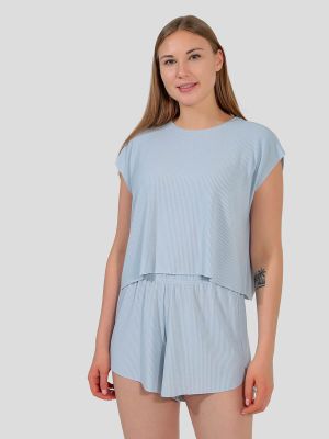 TR9458-10 Пижама (футболка+шорты) женская голубой+62% полиэстер, 33% вискоза, 5% эластан