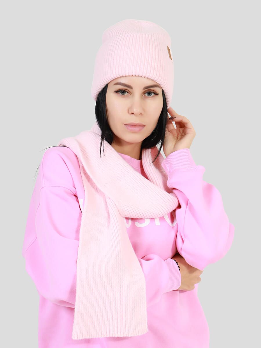 FG0050-14 Комплект (шапка, шарф) женский розовый+50% акрил, 30% шерсть, 20% альпака