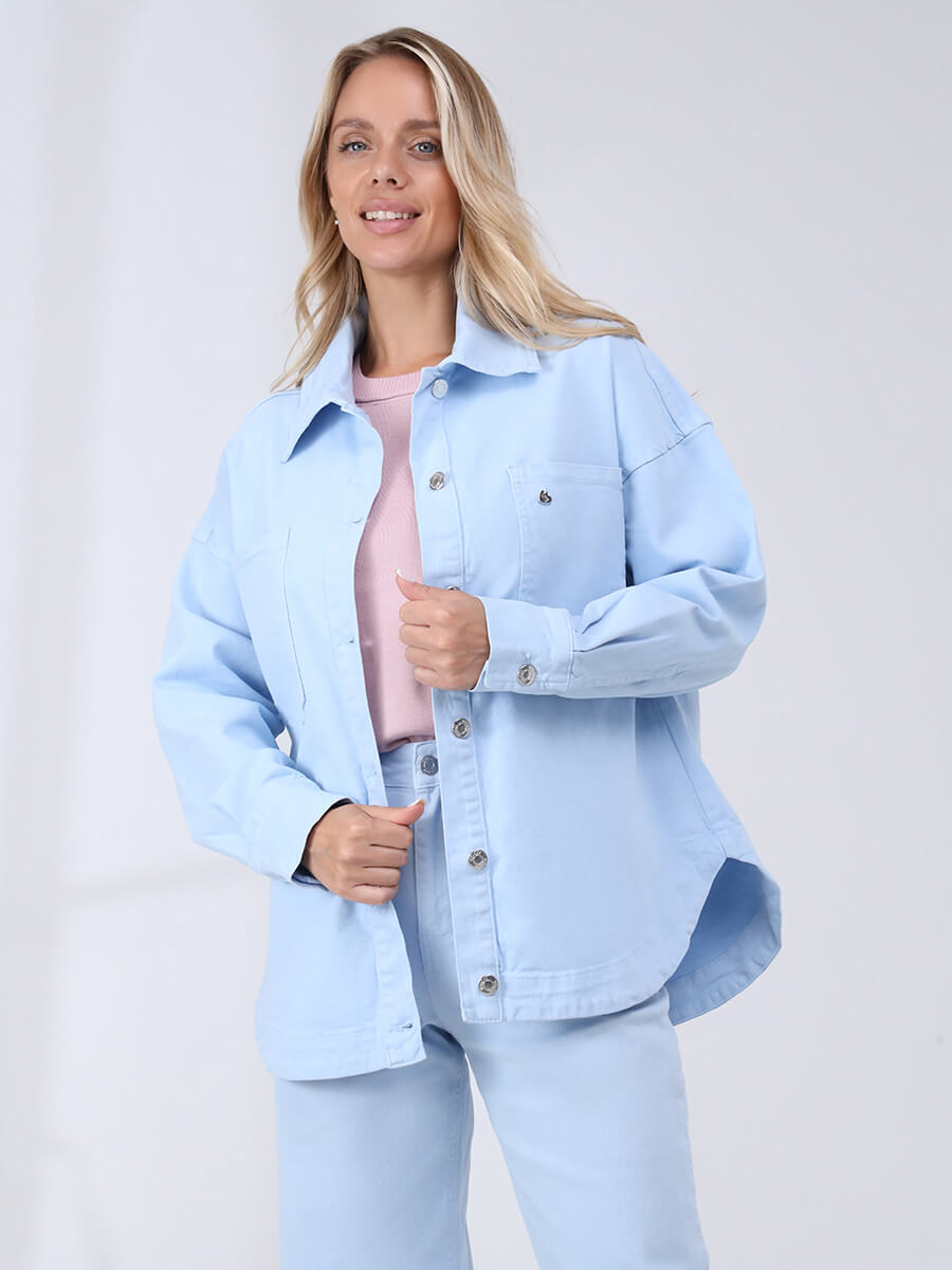 EF004-10-1 Куртка женская голубой+98% хлопок, 2% лайкра