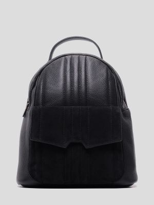 DB0211-01 Рюкзак женский черный+натуральная кожа/натуральный велюр