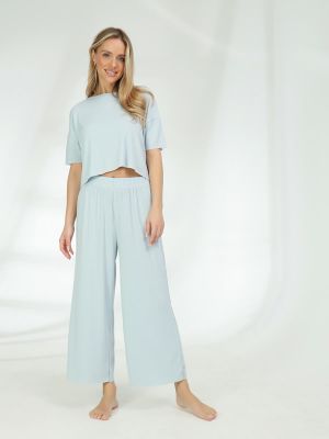 TR9457-10 Пижама (футболка+брюки) женская голубой+62% полиэстер, 33% вискоза, 5% эластан