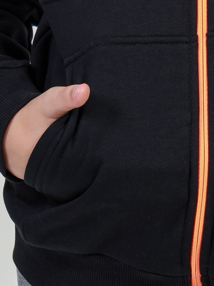 DS6475-01 Куртка спортивная для мальчиков черный+88% хлопок, 12% полиэстер