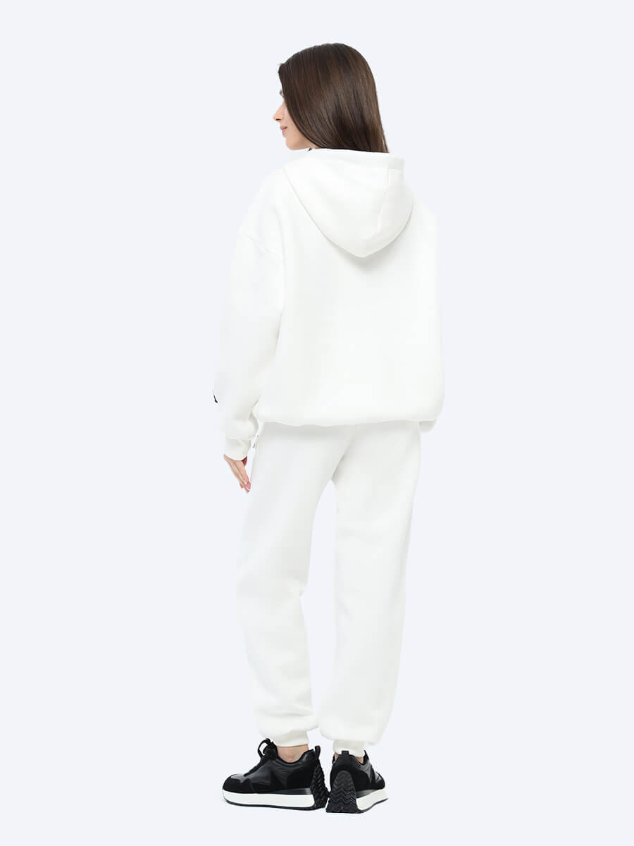 EF8501-02 Комплект (джемпер с капюшоном+брюки) женский белый+70% хлопок, 30% полиэстер