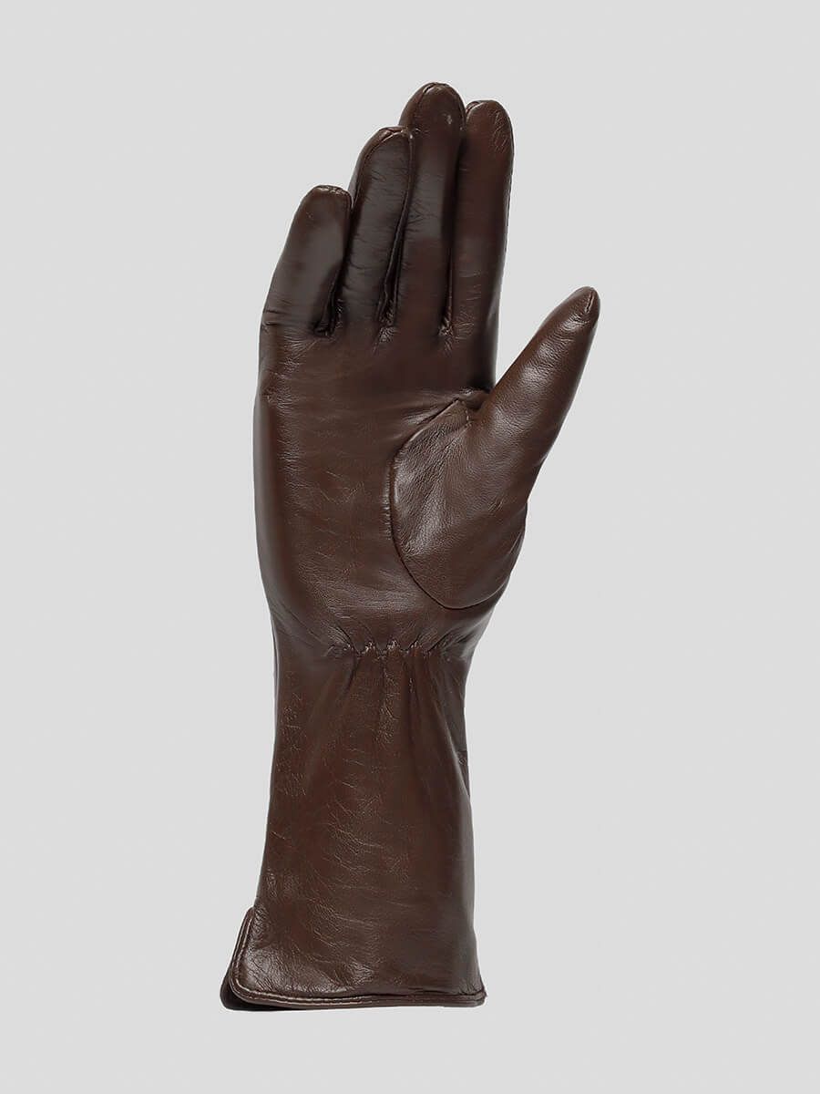 GL22016-04 Перчатки женский коричневый+натуральная кожа