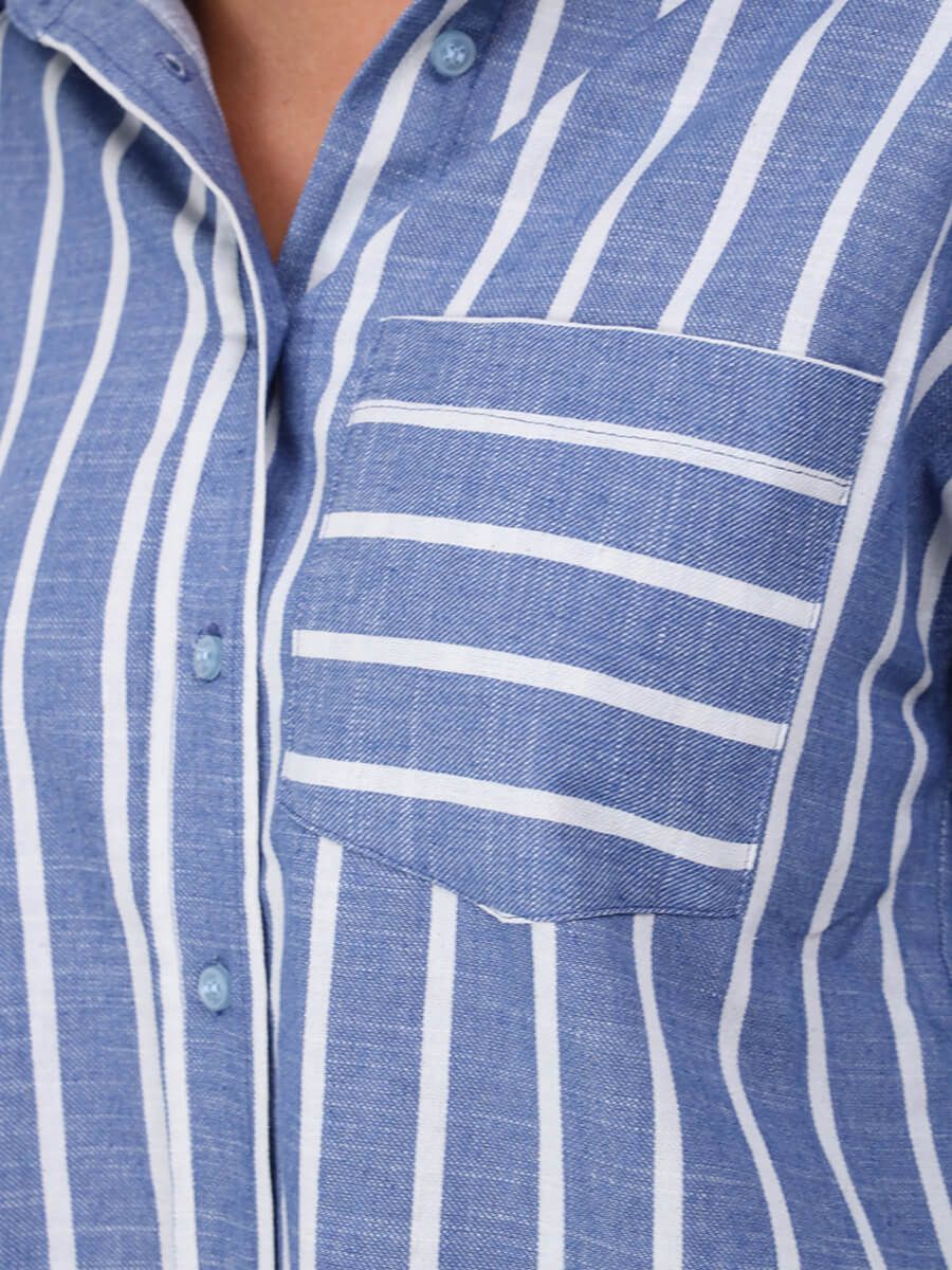 EF008-05 Рубашка женская синий+80% хлопок, 20% полиэстер