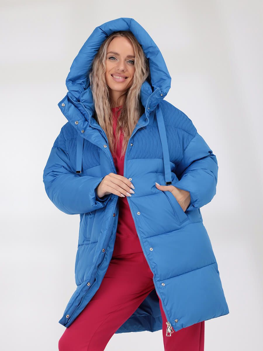 CLA616-10 Пальто женское голубой+100% полиэстер