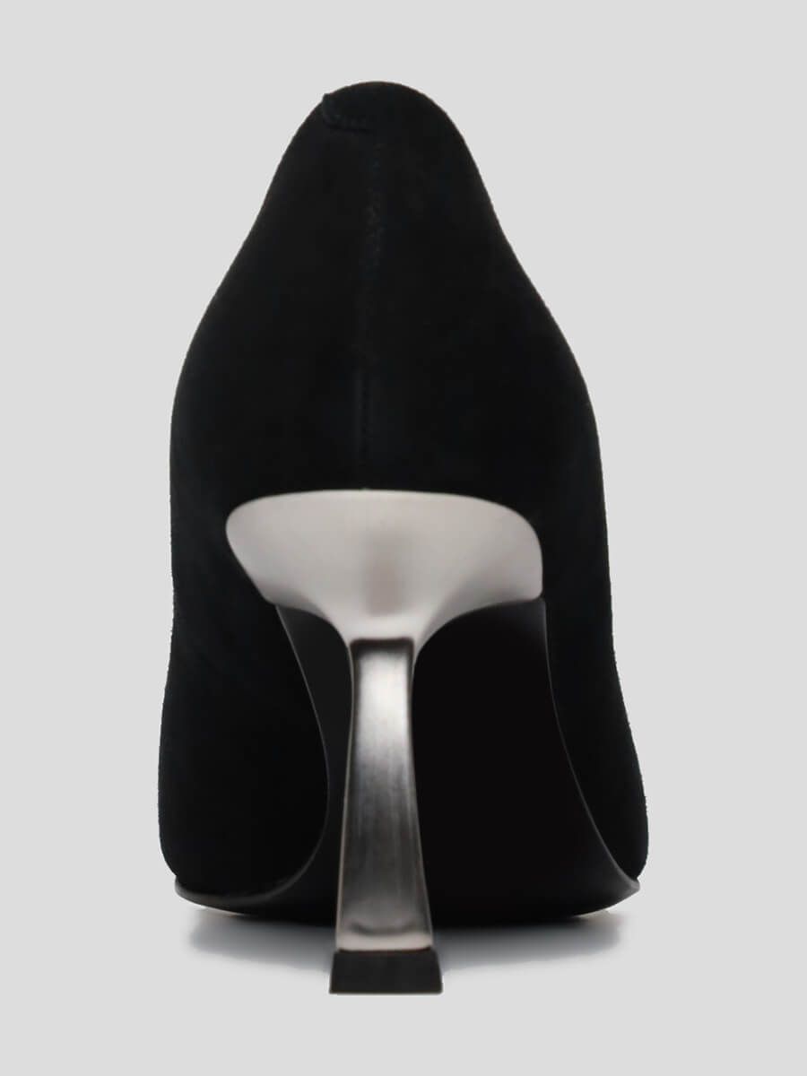 1492351 Туфли женский черный+натуральный велюр